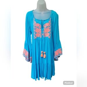 Lilly Pulitzer turquoise peasant dress